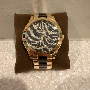 Michael Kors Gold and Black Animal Print Watch
